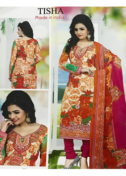 Tisha Cotton Printed Churidar Suits, T48002